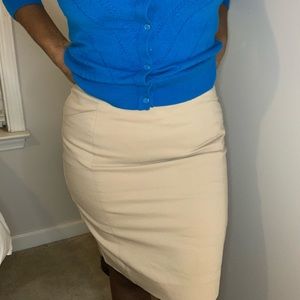 Kaki Fitted Midi Skirt